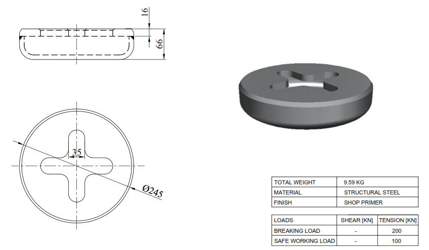 Cargo Lashing Points: Flush Cloverleaf:  NavSea 804-1213717