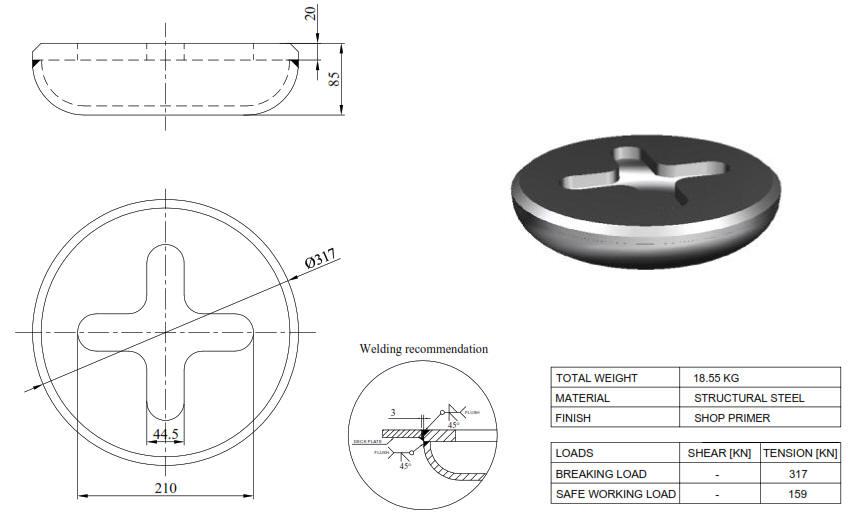 Cargo Lashing Points: Flush Cloverleaf:  NavSea 804-1213717