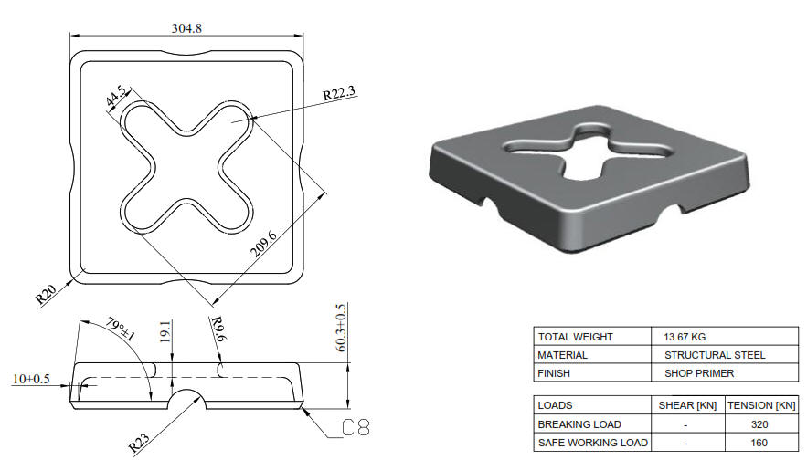 Cargo Lashing Points: Raised Cloverleaf:  NavSea 804-1213717
