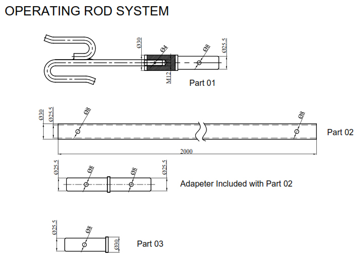 Container Twistlock Operaiton Rods