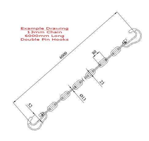 13mm long link cargo lashing chain with hooks