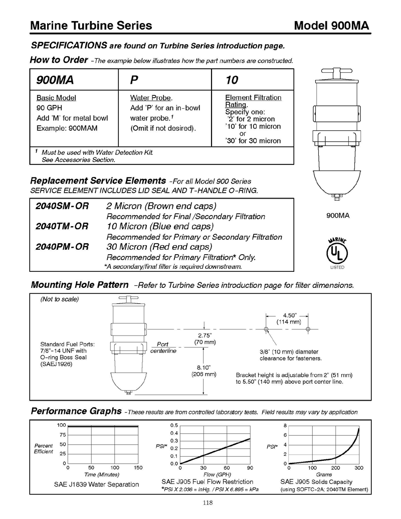 Fuel Filter Marine Turbine 900MA