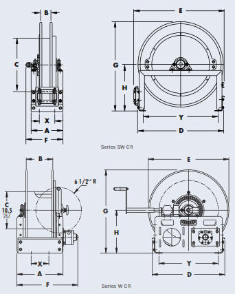 WCR and SWCR Welding Hose Reels Drawing