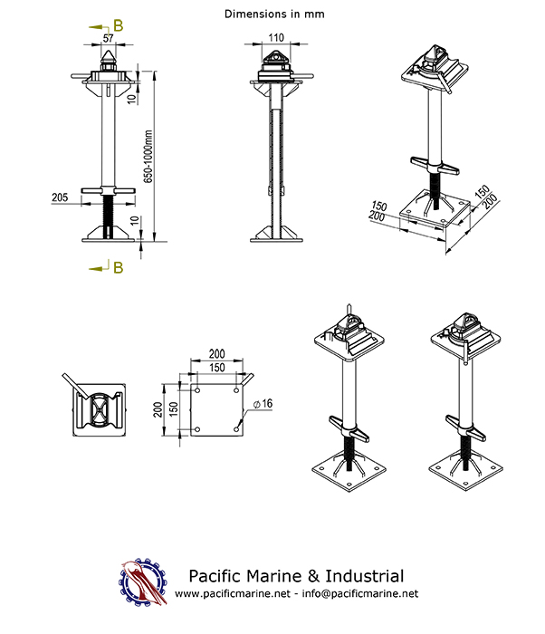 Shipping Container Lifting Equipment: Shipping Container Leveling Legs Drawing