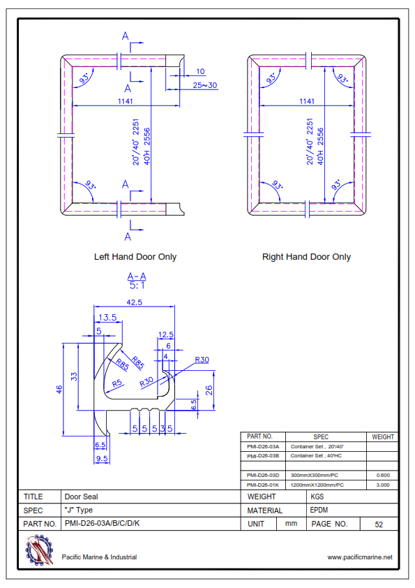 Shipping Container Door J Gasket