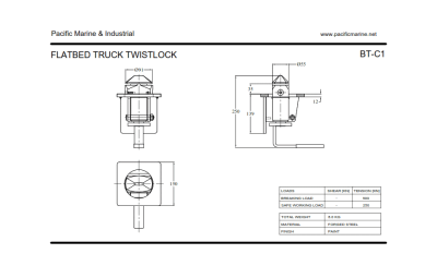 Flatbed Truck ISO Shipping Container Twistlock
