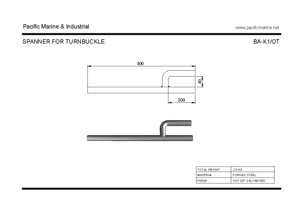 BA-K1/OT Longshoremen's ISO Container Turnbuckle Wrench Spanner Tool