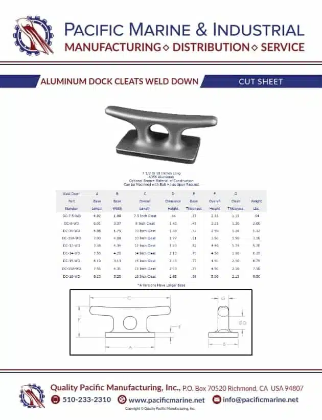 Aluminum Dock Cleats - Aluminum Boat Cleats - Weld Down