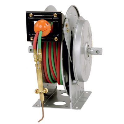 N416-19-20-8J | Spring Rewind Welding Reel Kit | With 3/8" x 50' 200 PSI Twin Grade T Hose and Hose Stop