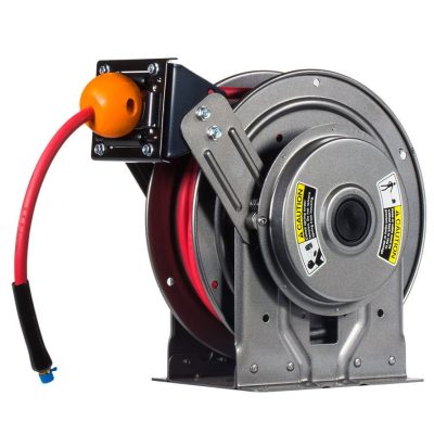 N716-25-26-15.5B | Spring Retractable Air Hose Reel Kit | With 1/2" x 75' 280 PSI Hose and Hose Stop