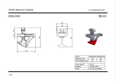 BD-K2 Automatic Fixing Cone Midlock - ISO Ocean Shipping Container Drawing