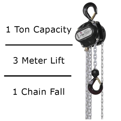 Manual Chain Hoist - 1 Ton - 3 Meter Lift