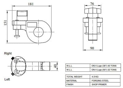 Shipping Container Lifting Lugs - Bottom Side Holes