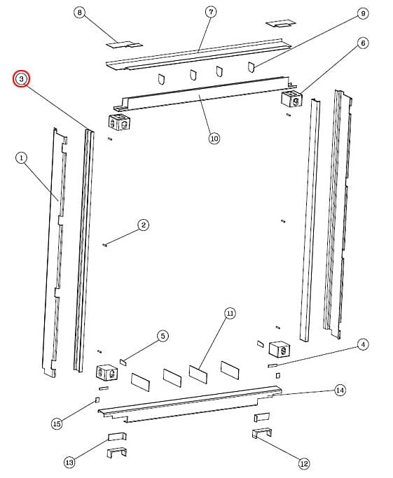 Shipping Container Rear Corner Post (Inner) Diagram: PMI-D06-03C