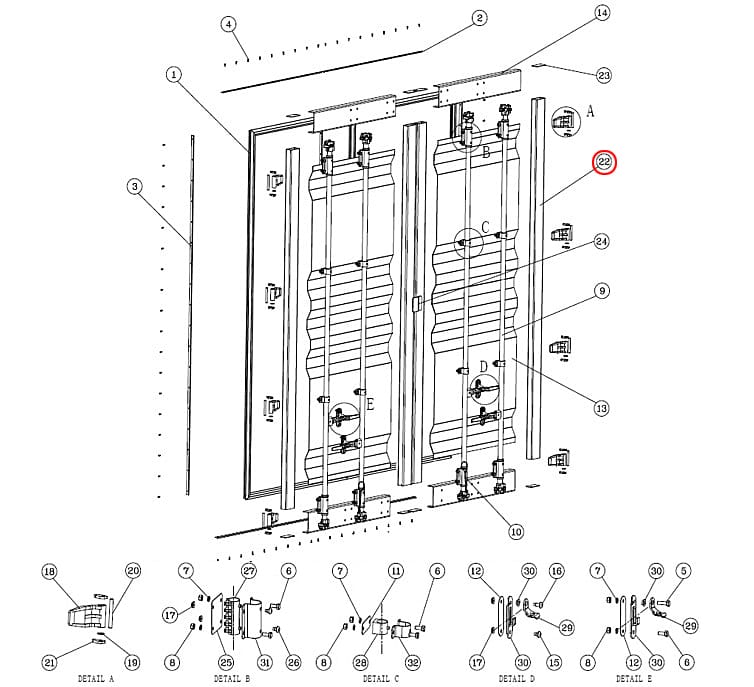 Shipping Container Door Frame Hollow Section Diagram: PMI-D18-01B