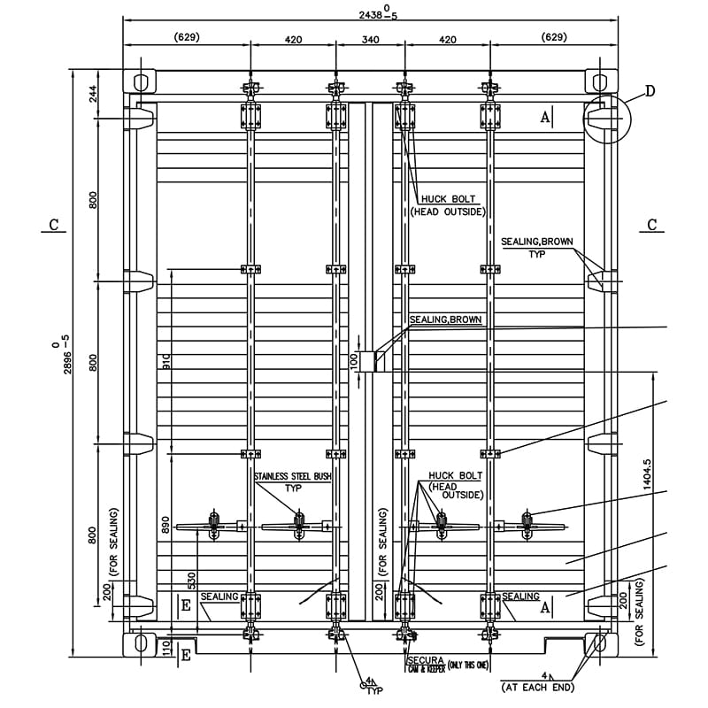 High Cube Shipping Container Rear End Assembly