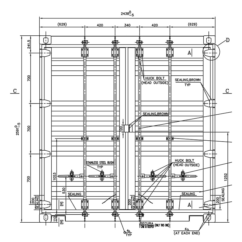 Shipping Container Rear End Assembly