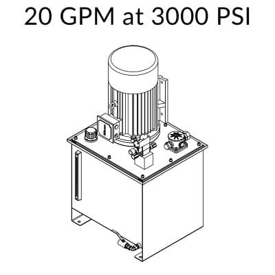 Electric Hydraulic Power Unit | 20 GPM - 3,000 PSI | HPU20-3000-EL